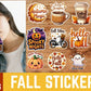 Cute Cozy 12 Fall Stickers PNG BUNDLE