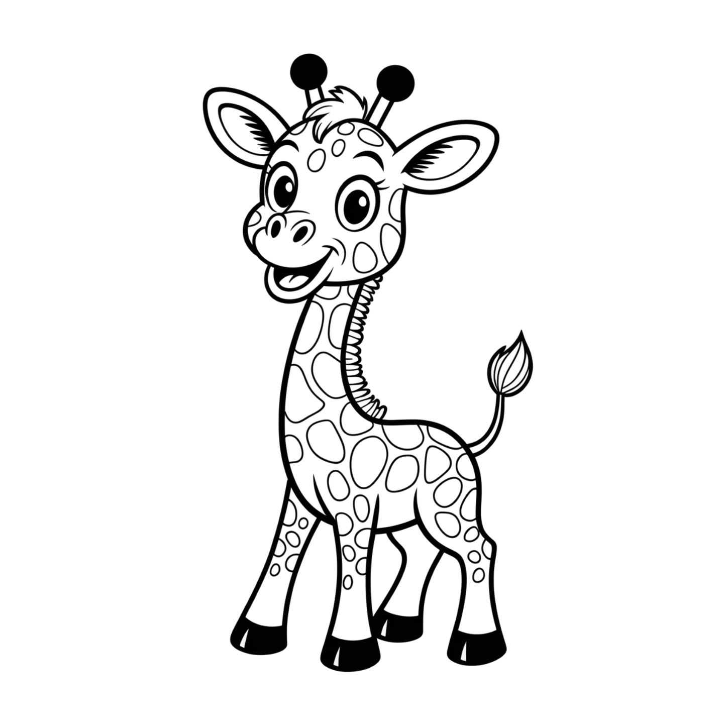 Cartoon Giraffe Coloring Page | Free Printables (SVG, PDF & PNG)