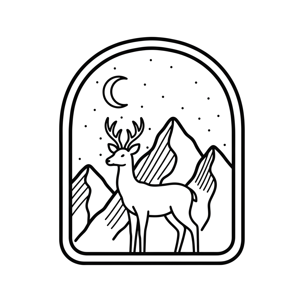 Deer Under Moon Coloring Page | Free Printables (SVG, PDF & PNG)