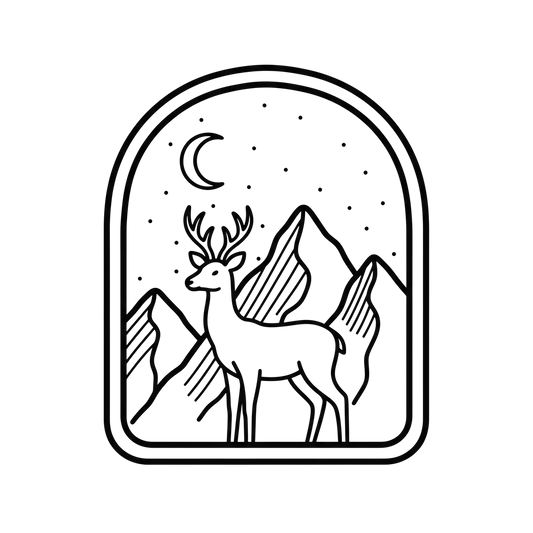 Deer Under Moon Coloring Page | Free Printables (SVG, PDF & PNG)
