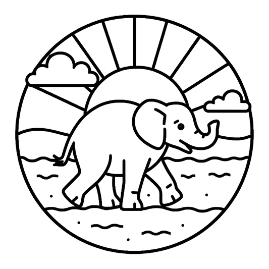 Elephant Sunset Coloring Page | Free Printables (SVG, PDF & PNG)