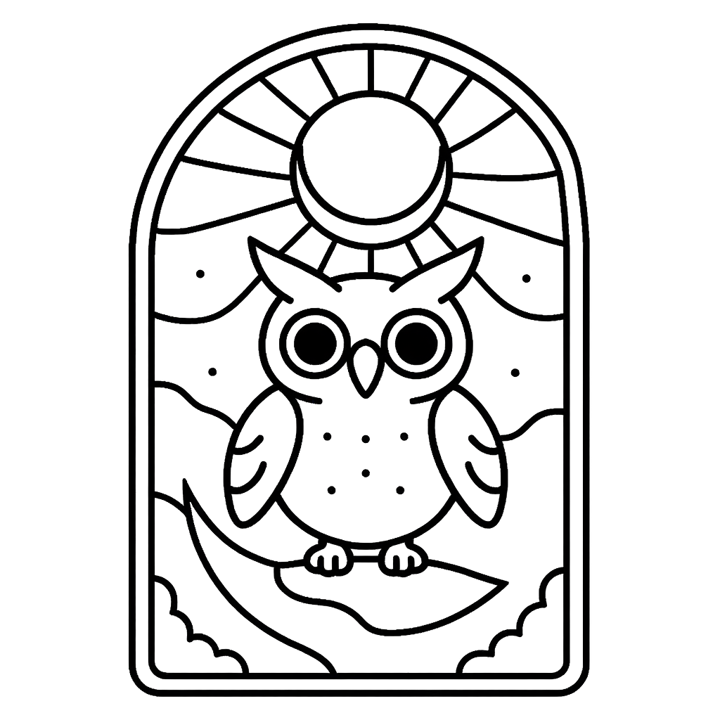 Owl Night Sky Coloring Page | Free Printables (SVG, PDF & PNG)