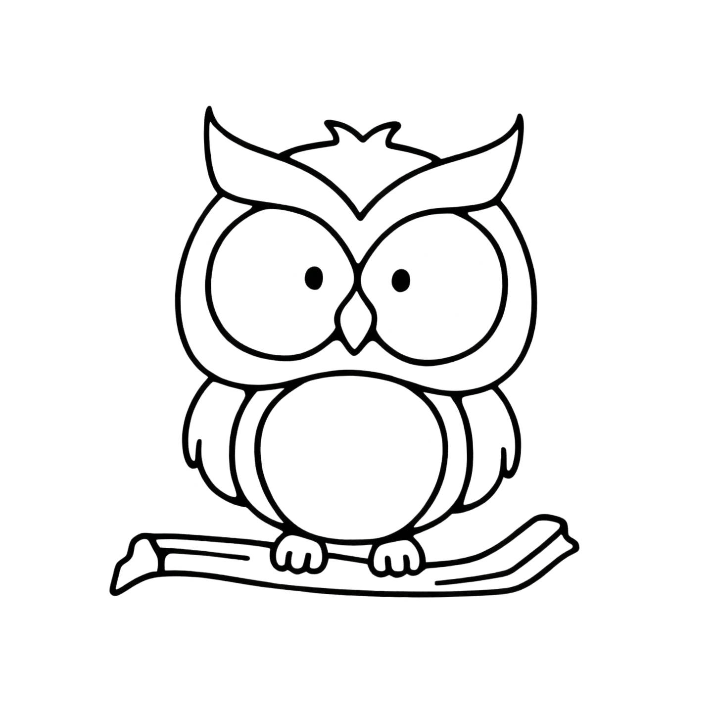 Cute Owl on Branch Coloring Page | Free Printables (SVG, PDF & PNG)