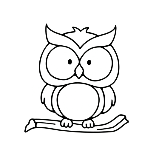 Cute Owl on Branch Coloring Page | Free Printables (SVG, PDF & PNG)