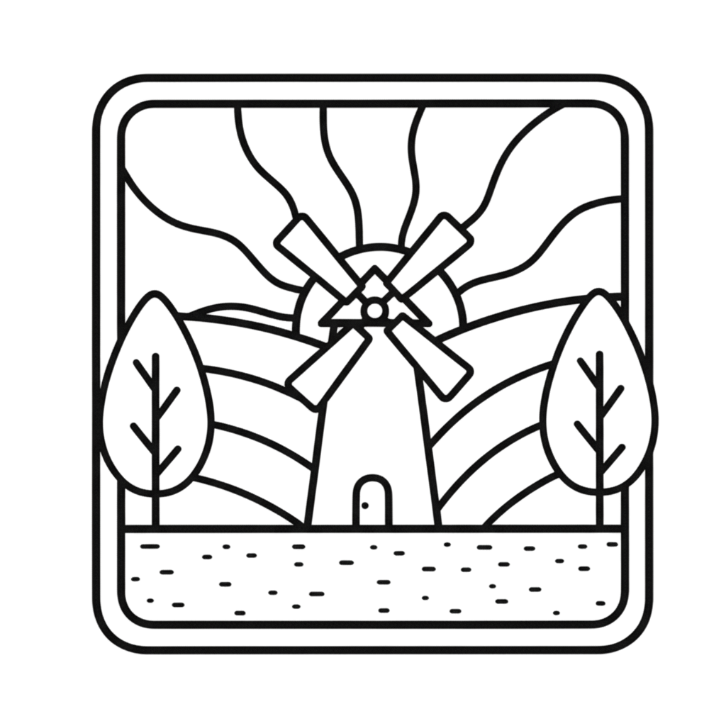 Windmill Scene Coloring Page | Free Printables (SVG, PDF & PNG)