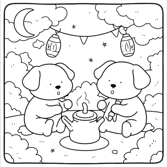 Puppies Camping Coloring Page | Free Printables (SVG, PDF & PNG)