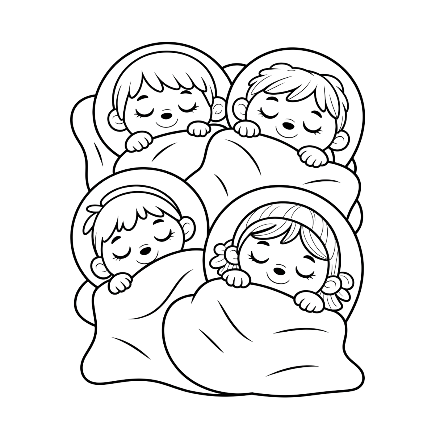 Sleeping Kids Coloring Page | Free Printables (SVG, PDF & PNG)