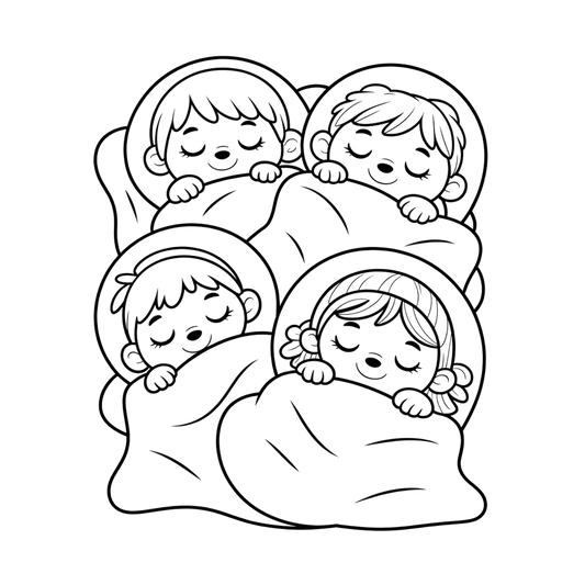 Sleeping Kids Coloring Page | Free Printables (SVG, PDF & PNG)