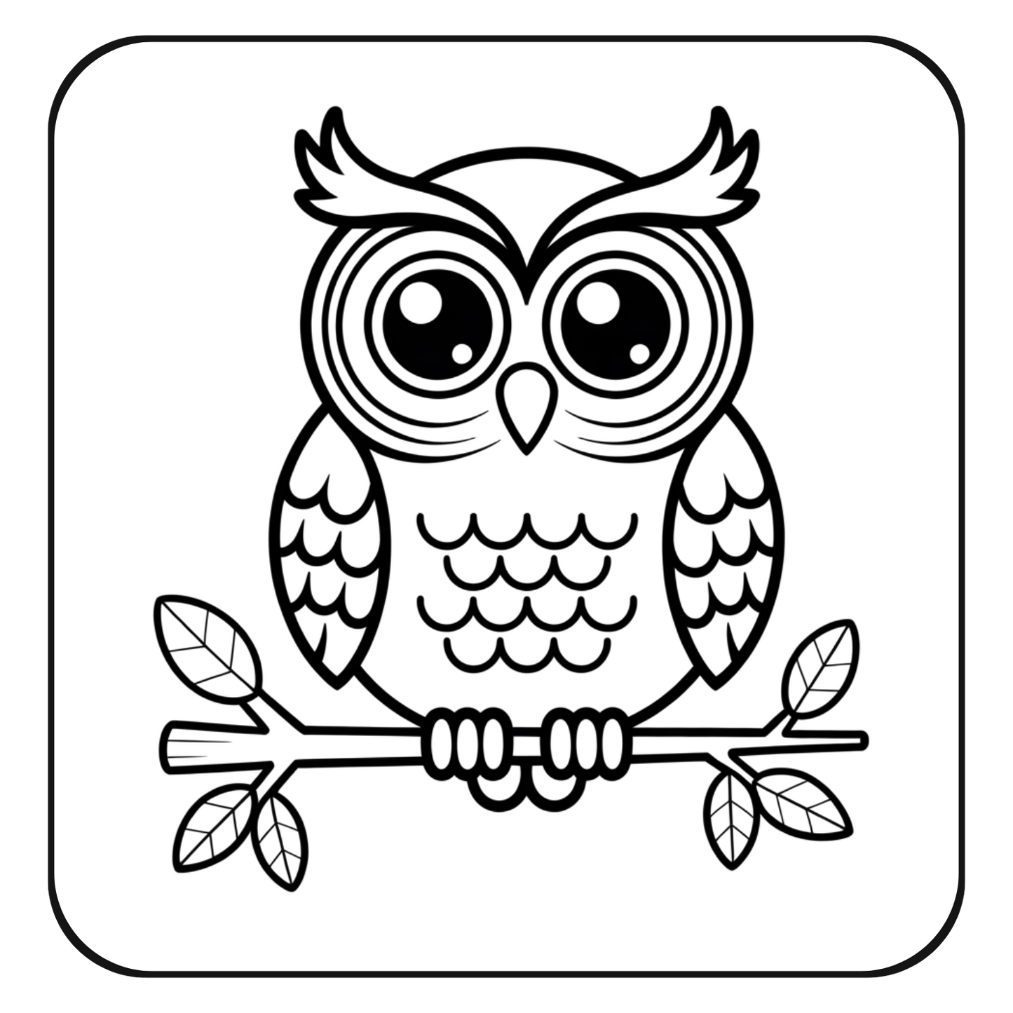 Owl on Tree Branch Coloring Page | Free Printables (SVG, PDF & PNG)