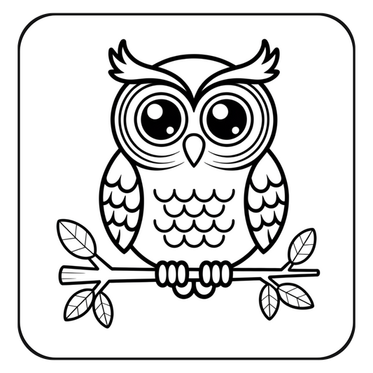 Owl on Tree Branch Coloring Page | Free Printables (SVG, PDF & PNG)