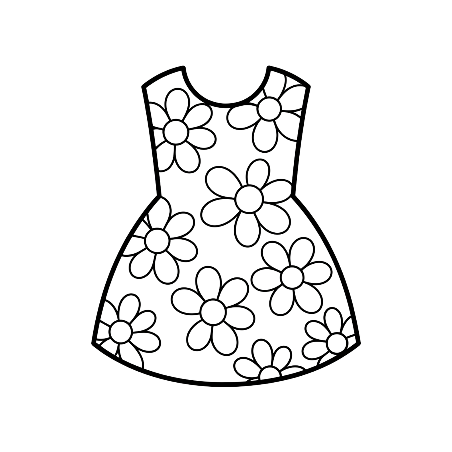 Flower Dress Coloring Page | Free Printables (SVG, PDF & PNG)