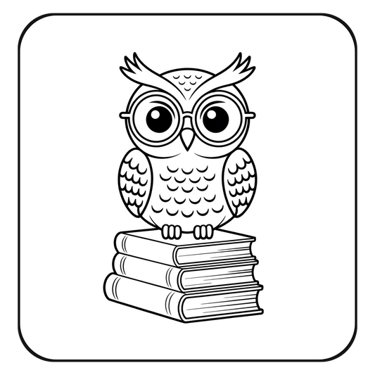 Wise Owl with Books Coloring Page | Free Printables (SVG, PDF & PNG)