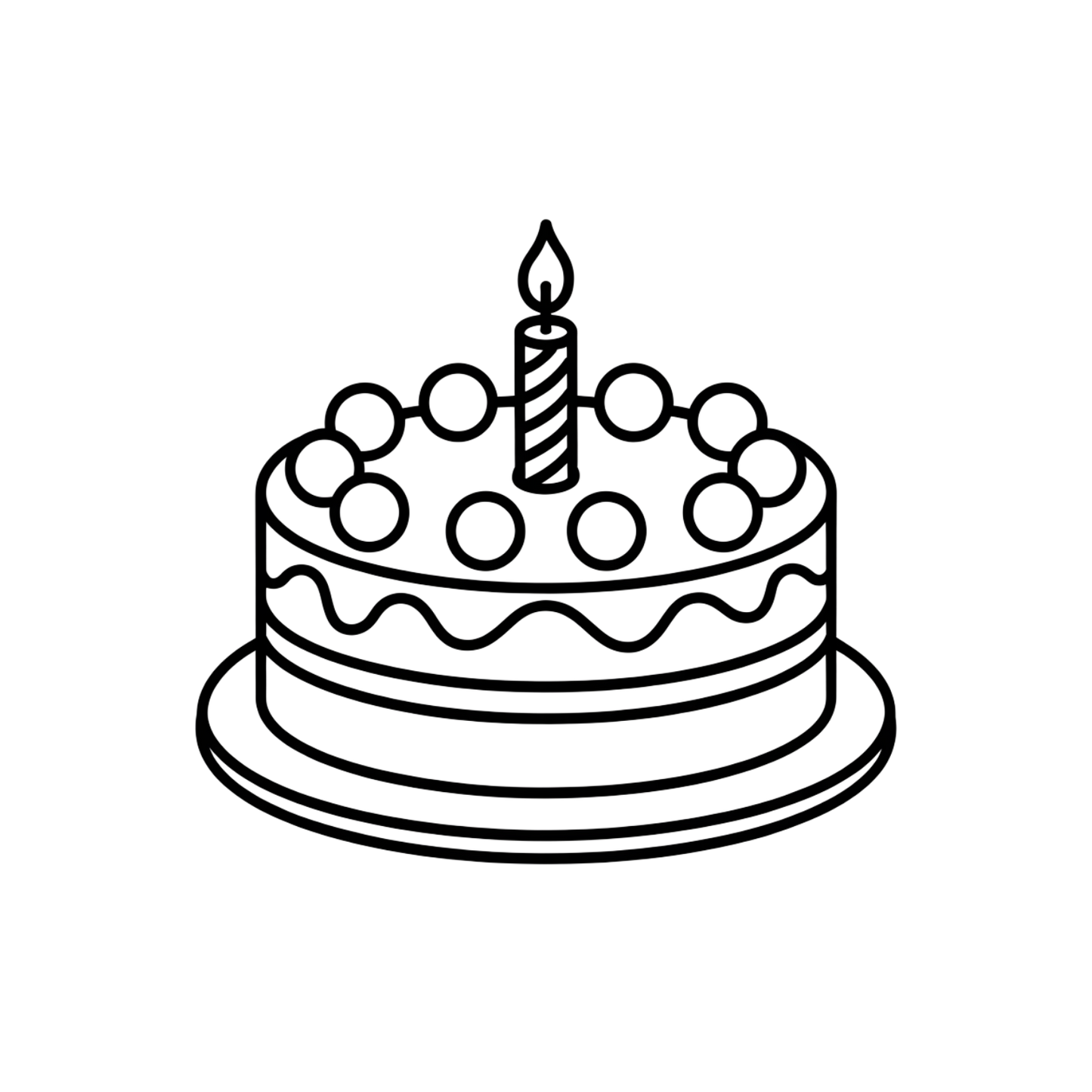 Birthday Cake with Candle Coloring Page | Free Printables (SVG, PDF & PNG)