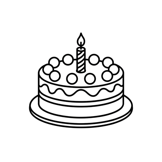 Birthday Cake with Candle Coloring Page | Free Printables (SVG, PDF & PNG)